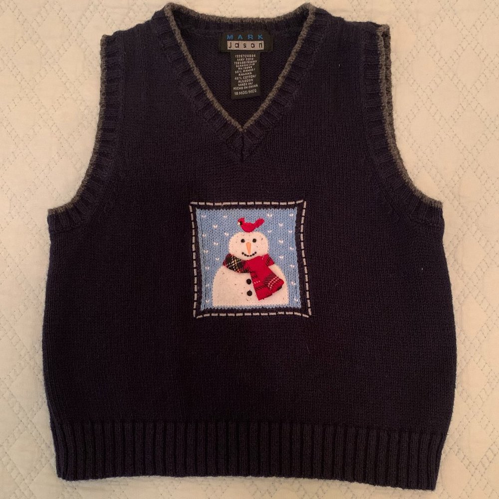 Sweater Vest - Christmas Winter Snowman Holiday - 18 months - Baby Infant